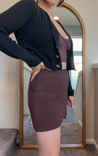 Load image into Gallery viewer, Aura Slit knit Skirt in Brown
