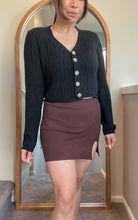 Load image into Gallery viewer, Aura Slit knit Skirt in Brown
