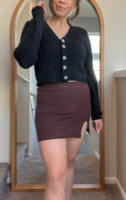 Load image into Gallery viewer, Aura Slit knit Skirt in Brown
