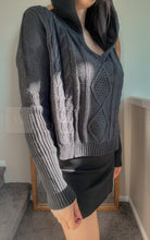 Load image into Gallery viewer, Henley Hooded Knit Sweater
